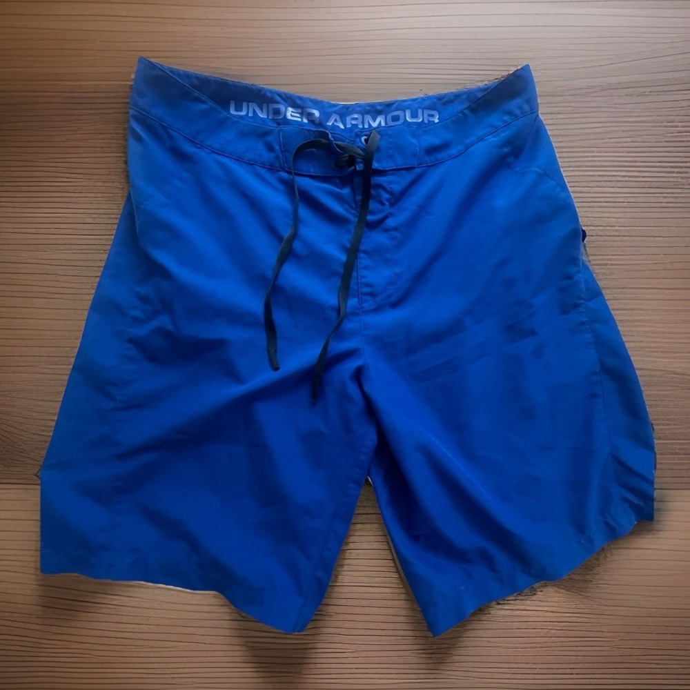 Under Armour Board Shorts Mens 36 Blue Swim Trunks Surf Beach Drawstring